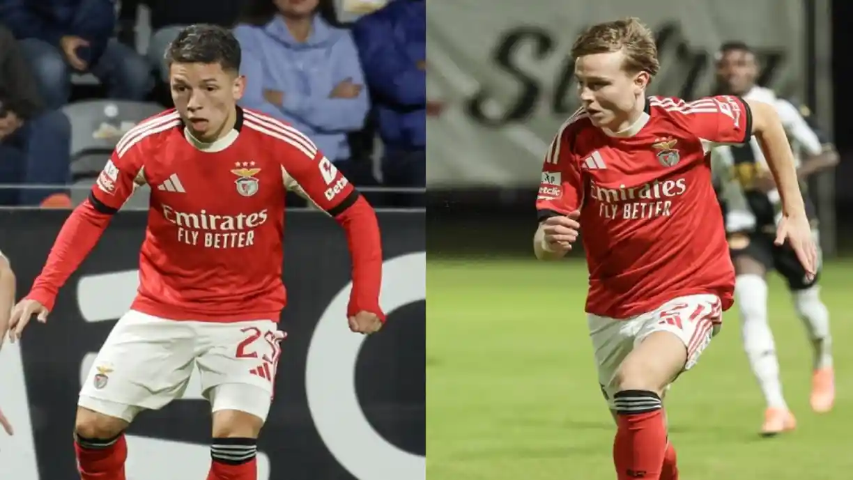 Gianluca Prestianni e Andreas Schjelderup em altas no plantel do Benfica
